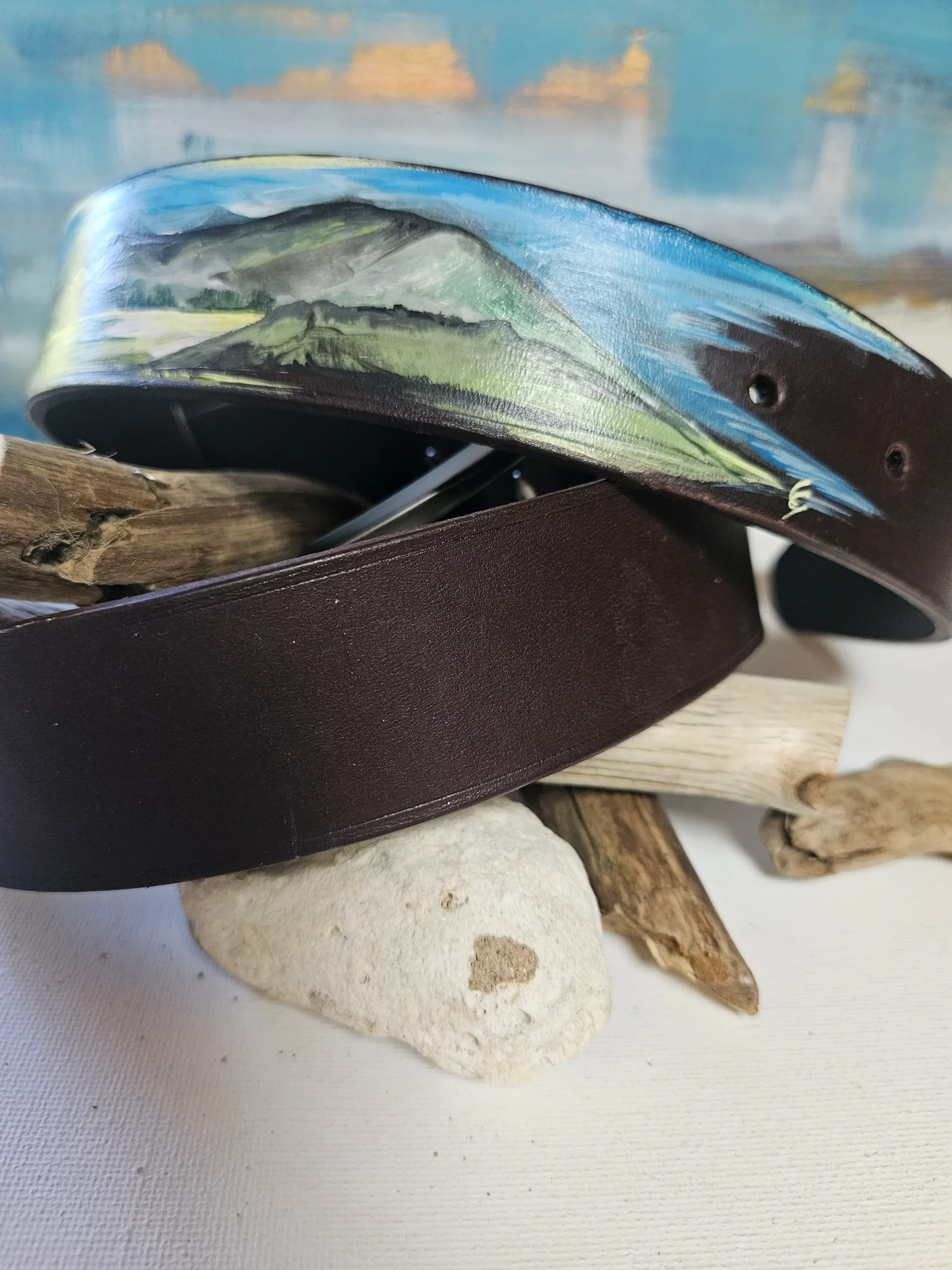 Ceinture en cuir - Bleue et verte – Image 2