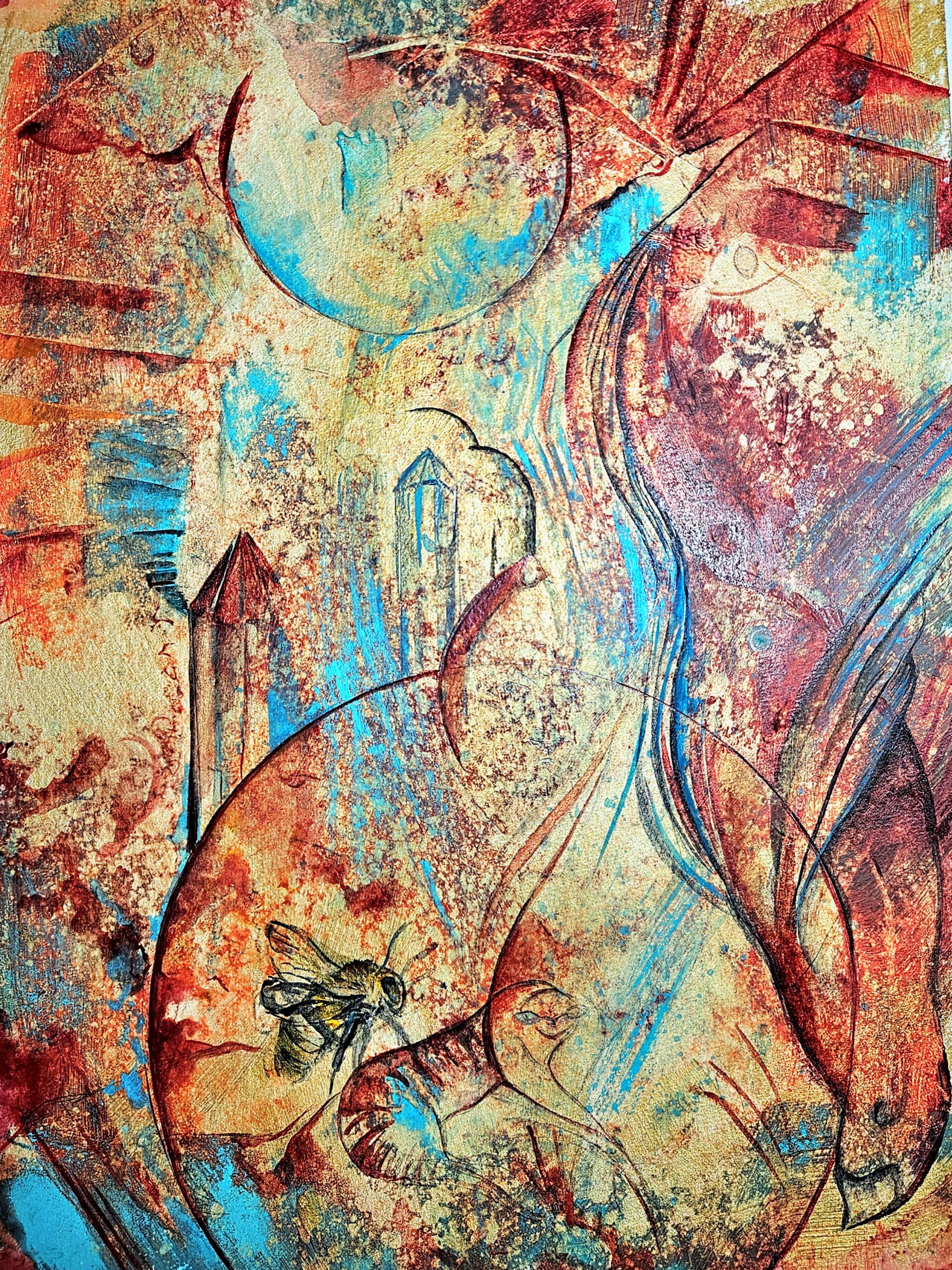 Peinture Univers -Écoute la sagesse de la terre I VENDUE – Image 2